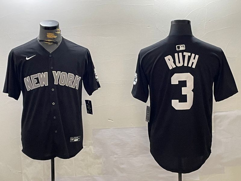 Men New York Yankees 3 Ruth Black Game 2024 Nike MLB Jersey style 1202